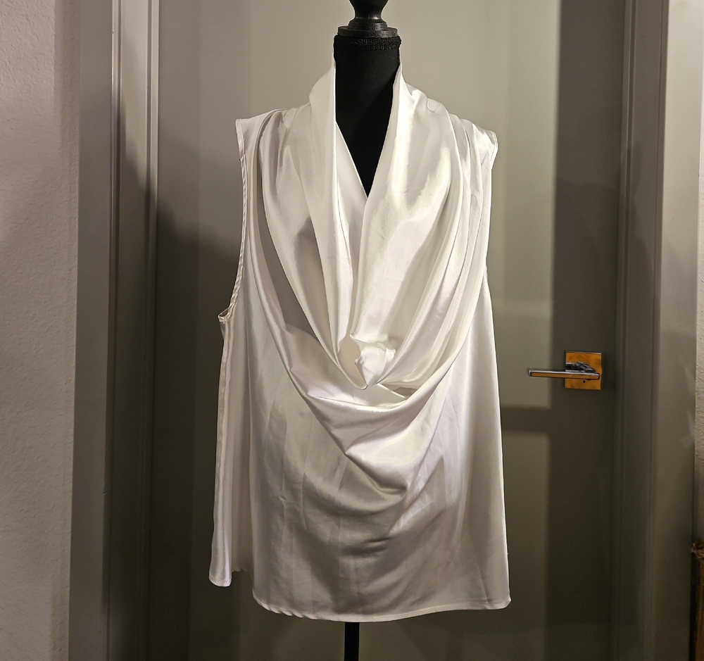 SHEIN White Draped Sleeveless Blouse